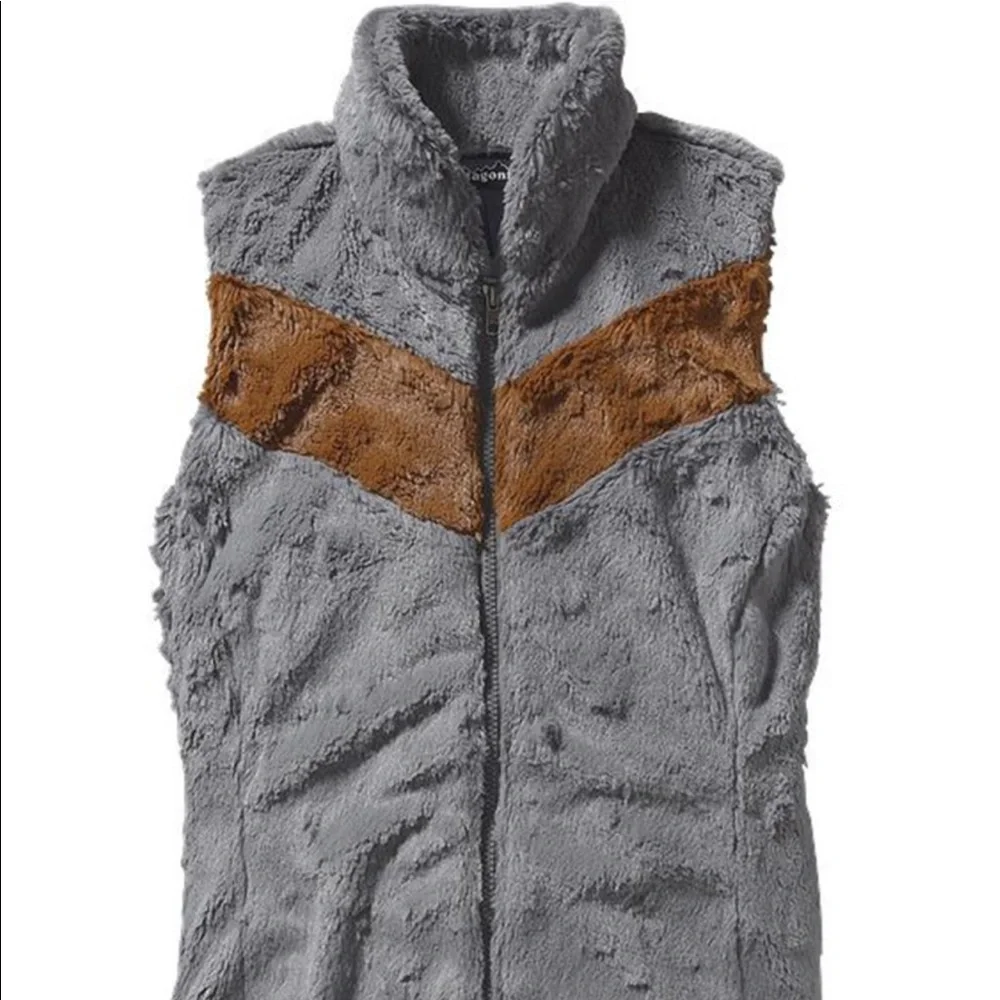 Patagonia gray & rust fuzzy pelage vest